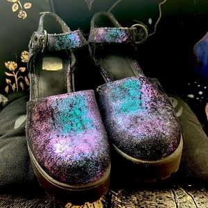 Rocket Dog Mary Janes with Platform Heels and Purple/Blue Sparkles